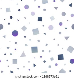 Light BLUE vector seamless cover in polygonal style with circles. Illustration with colorful circles, triangles, rectangles. Pattern for design of fabric, wallpapers.