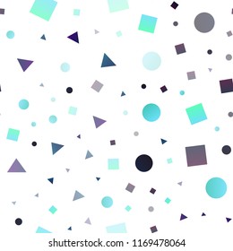 Light BLUE vector seamless cover in polygonal style with circles. Abstract gradient illustration with circles, triangles, cubes. Pattern for trendy fabric, wallpapers.