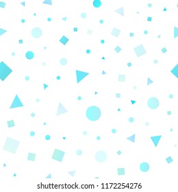 Light BLUE vector seamless cover in polygonal style with circles. Glitter abstract illustration with spheres, squares, lines. Pattern for trendy fabric, wallpapers.