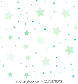 Light BLUE vector seamless cover with small and big stars. Glitter abstract illustration with colored stars. The pattern can be used for new year ad, booklets.