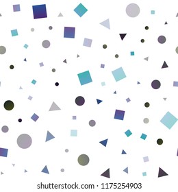 Light BLUE vector seamless cover in polygonal style with circles. Abstract gradient illustration with circles, triangles, cubes. Pattern for design of window blinds, curtains.
