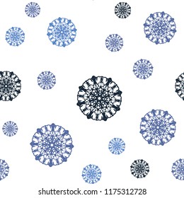 Light BLUE vector seamless cover with beautiful snowflakes. Modern geometrical abstract illustration with crystals of ice. Pattern for design of fabric, wallpapers.