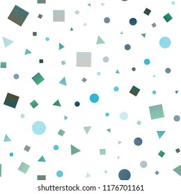 Light BLUE vector seamless cover in polygonal style with circles. Glitter abstract illustration with spheres, squares, lines. Template for business cards, websites.