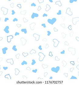Light BLUE vector seamless cover with Shining hearts. Decorative shining illustration with hearts on abstract template. Beautiful design for your business advert of anniversary.