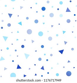 Light BLUE vector seamless cover in polygonal style with circles. Abstract gradient illustration with circles, triangles. Pattern for design of fabric, wallpapers.