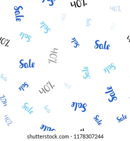 Light BLUE vector seamless cover with symbols of 40 % sales. Gradient illustration with discount signs on white backdrop. Backdrop for ads, leaflets of Black Friday.