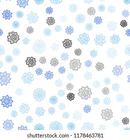 Light BLUE vector seamless cover with beautiful snowflakes. Glitter abstract illustration with crystals of ice. Design for textile, fabric, wallpapers.