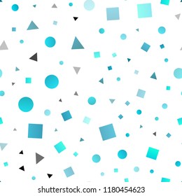Light BLUE vector seamless cover in polygonal style with circles. Glitter abstract illustration with spheres, squares, lines. Template for business cards, websites.