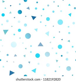 Light BLUE vector seamless cover in polygonal style with circles. Decorative design in abstract style with lines, dots. Pattern for design of fabric, wallpapers.