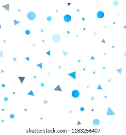 Light BLUE vector seamless cover in polygonal style with circles. Modern abstract illustration with colorful dots, lines. Pattern for design of fabric, wallpapers.