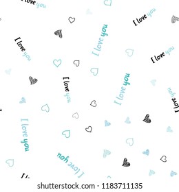 Light BLUE vector seamless cover with Shining hearts. Decorative shining illustration with hearts on abstract template. Template for Valentine's greeting postcards.