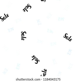 Light BLUE vector seamless cover with symbols of 30, 40, 50 % sales. Colorful set of  percentage signs in simple style. Template for season sales, shopping ads.