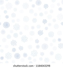Light BLUE vector seamless cover with beautiful snowflakes. Shining colored illustration with snow in christmas style. Pattern for trendy fabric, wallpapers.