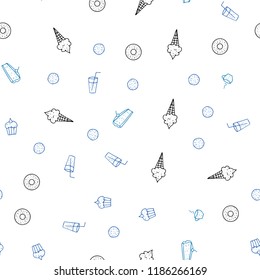 Light BLUE vector seamless cover with cuisine gourmet. Illustration with set of fresh food in doodle style. Doodle design for your business advert of cafes.
