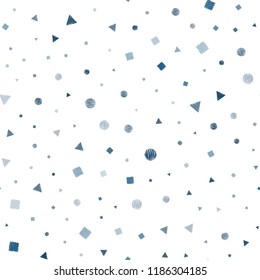 Light BLUE vector seamless cover with polygonal style with circles. Abstract gradient illustration with circles, triangles, cubes. Template for business cards, websites.
