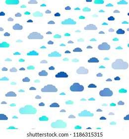 Light BLUE vector seamless cover with clouds. Colorful illustration with abstract clouds. Template for business cards, websites.