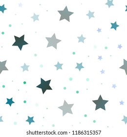 Light BLUE vector seamless cover with small and big stars. Glitter abstract illustration with colored stars. The template can be used as a background.