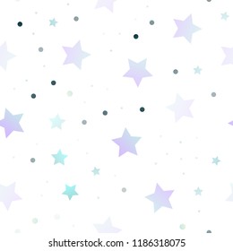 Light BLUE vector seamless cover with small and big stars. Glitter abstract illustration with colored stars. The pattern can be used for wrapping gifts.