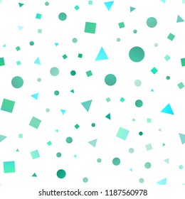 Light BLUE vector seamless cover in polygonal style with circles. Illustration with colorful circles, triangles, rectangles. Template for business cards, websites.