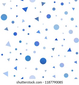 Light BLUE vector seamless cover in polygonal style with circles. Modern abstract illustration with colorful dots, lines. Pattern for trendy fabric, wallpapers.