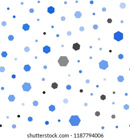 Light BLUE vector seamless cover with set of hexagons. Abstract illustration with colorful hexagons. New template for your brand book.