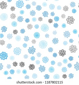 Light BLUE vector seamless cover with beautiful snowflakes. Snow on blurred abstract background with gradient. Pattern for design of window blinds, curtains.