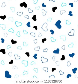 Light BLUE vector seamless cover with Shining hearts. Hearts on blurred abstract background with colorful gradient. Pattern can be used for valentine's ad, booklets.