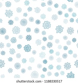 Light BLUE vector seamless cover with beautiful snowflakes. Snow on blurred abstract background with gradient. Trendy design for wallpaper, fabric makers.