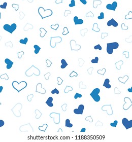 Light BLUE vector seamless cover with Shining hearts. Illustration with hearts in love concept for valentine's day. Template for Valentine's greeting postcards.