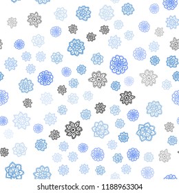 Light BLUE vector seamless cover with beautiful snowflakes. Shining colored illustration with snow in christmas style. Design for textile, fabric, wallpapers.