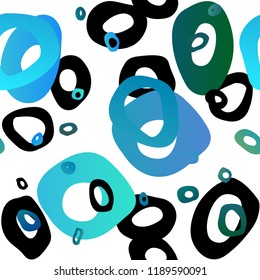 Light BLUE vector seamless cover with circles. Blurred bubbles on abstract backdrop with colorful gradient. Pattern for trendy fabric, wallpapers.
