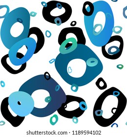 Light BLUE vector seamless cover with circles. Glitter abstract illustration with blurred drops of rain. Pattern for design of fabric, wallpapers.