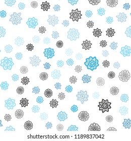 Light BLUE vector seamless cover with beautiful snowflakes. Shining colored illustration with snow in christmas style. Trendy design for wallpaper, fabric makers.