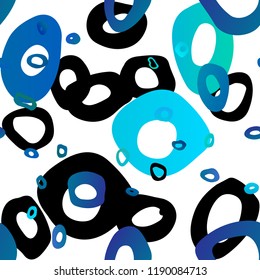 Light BLUE vector seamless cover with circles. Glitter abstract illustration with blurred drops of rain. Design for textile, fabric, wallpapers.