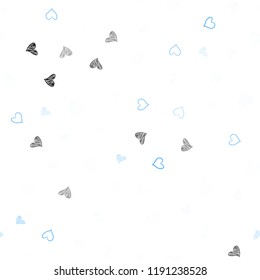 Light BLUE vector seamless cover with Shining hearts. Glitter abstract illustration with colorful hearts in romantic style. Beautiful design for your business advert of anniversary.