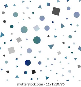 Light BLUE vector seamless cover in polygonal style with circles. Abstract gradient illustration with circles, triangles, cubes. Pattern for trendy fabric, wallpapers.
