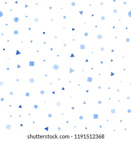 Light BLUE vector seamless cover with polygonal style with circles. Glitter abstract illustration with spheres, squares, lines. Pattern for trendy fabric, wallpapers.