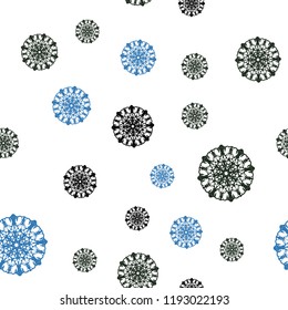 Light BLUE vector seamless cover with beautiful snowflakes. Modern geometrical abstract illustration with crystals of ice. Trendy design for wallpaper, fabric makers.