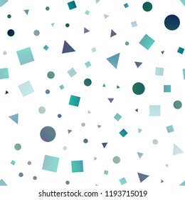 Light BLUE vector seamless cover in polygonal style with circles. Decorative design in abstract style with lines, dots, cubes. Trendy design for wallpaper, fabric makers.