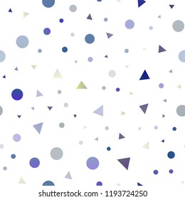 Light BLUE vector seamless cover in polygonal style with circles. Modern abstract illustration with colorful dots, lines. Pattern for trendy fabric, wallpapers.
