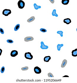 Light BLUE vector seamless cover with spots. Modern abstract illustration with colorful water drops. Pattern for design of window blinds, curtains.