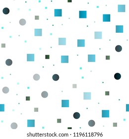 Light BLUE vector seamless cover with circles, cubes. Abstract backdrop with colorful circles, rectangles. Trendy design for wallpaper, fabric makers.