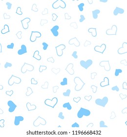 Light BLUE vector seamless cover with Shining hearts. Hearts on blurred abstract background with colorful gradient. Design for ad, poster, banner of Valentine Day.