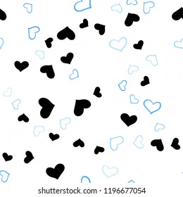 Light BLUE vector seamless cover with Shining hearts. Glitter abstract illustration with colorful hearts in romantic style. Pattern for carnival, festival romantic leaflets.