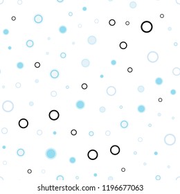 Light BLUE vector seamless cover with spots. Blurred bubbles on abstract background with colorful gradient. Pattern for design of window blinds, curtains.