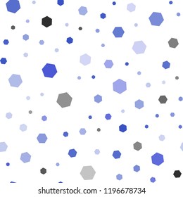 Light BLUE vector seamless cover with set of hexagons. Glitter abstract illustration in hexagonal style. Beautiful design for your business advert.