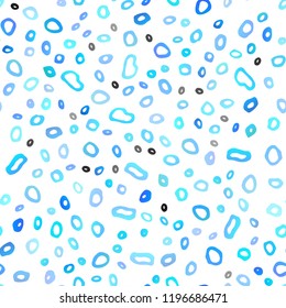 Light BLUE vector seamless cover with circles. Glitter abstract illustration with blurred drops of rain. Design for textile, fabric, wallpapers.