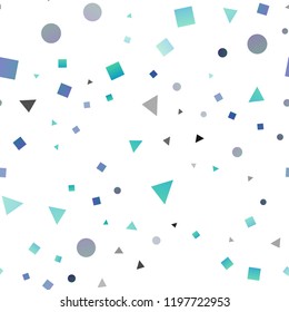 Light BLUE vector seamless cover in polygonal style with circles. Glitter abstract illustration with spheres, squares, lines. Trendy design for wallpaper, fabric makers.
