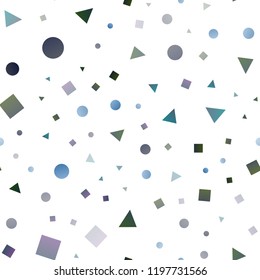 Light BLUE vector seamless cover in polygonal style with circles. Abstract gradient illustration with circles, triangles, cubes. Pattern for design of window blinds, curtains.