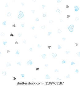 Light BLUE vector seamless cover with Shining hearts. Illustration with hearts in love concept for valentine's day. Pattern for marriage gifts, congratulations.